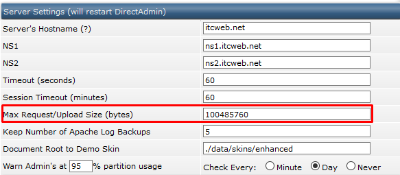 Hướng dẫn tăng dung lượng upload size trong file manager trên DirectAdmin