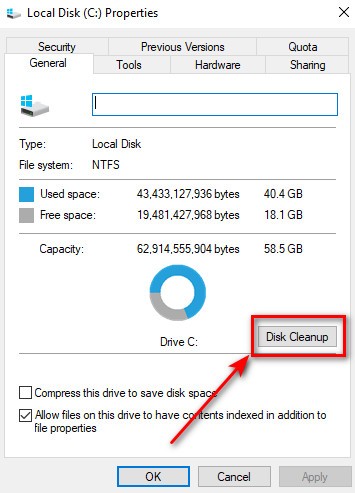 Cách giảm dung lượng ổ cứng bằng Disk Cleanup